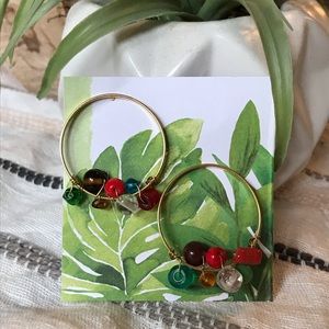 Handmade bead-wrapped hoop earrings